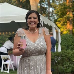 BooHoo Occasion Bridesmaid Bow Strap Hand Embellished Maxi